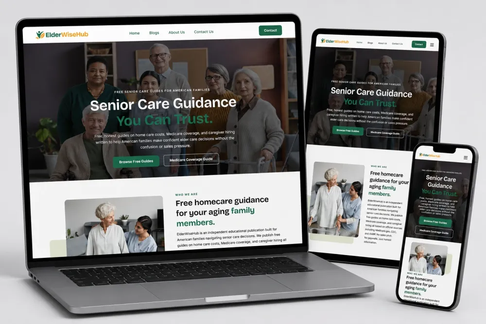 ElderWiseHub website screenshot